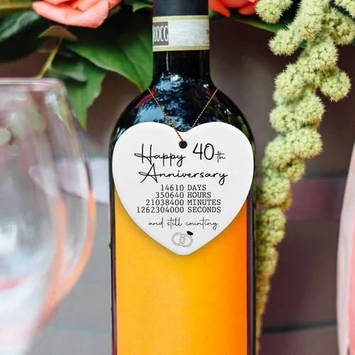 Vista 5 de Adorno de 40 aniversario de boda, regalos para parejas, padres, regalos de boda para padres, adorno de recuerdo de corazón, placa de corazón