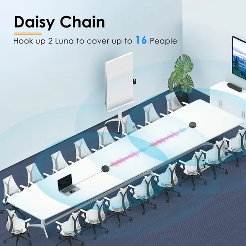 Vista 6 de EMEET Altavoz y Micrófono para Conferencias Luna Captación de Voz 360° con Reducción de Ruido/Silencio/Indicador USB Bluetooth Altavoz con Dongle