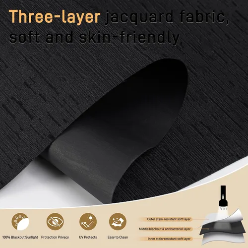 Vista 5 de Persianas enrollables opacas para ventanas, inalámbricas, de tela jacquard a rayas, con cenefa de casete, aislamiento térmico, protección UV