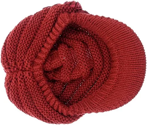 Vista 15 de C-US - Gorro de punto cálido para mujer, con visera de ganchillo con acento de flores
