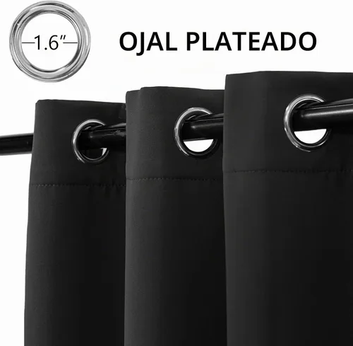 Vista 2 de MYSKY HOME Cortinas opacas negras para dormitorio, cortinas opacas de 84 pulgadas de largo para sala de estar, 2 paneles con aislamiento térmico