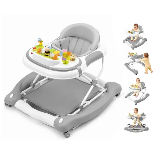 Vista 7 de Andador de bebé 5 en 1, andador con música y luces para bebé niño niña de 6-12 meses, andadores de bebé plegables con ruedas y combo de rebotador
