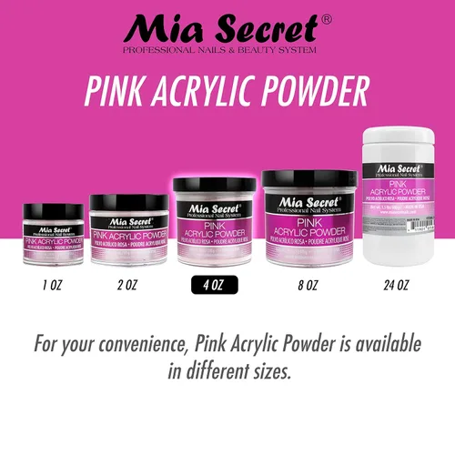 Vista 2 de Mia Secret Polvo acrílico rosa 4 oz.