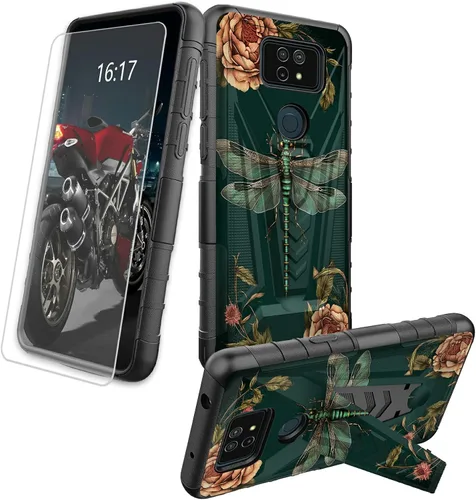 Vista 67 de Funda para AT&T Maestro Max 2021/Cricket Ovation 2 con protector de pantalla de vidrio templado, funda resistente con función atril integrada