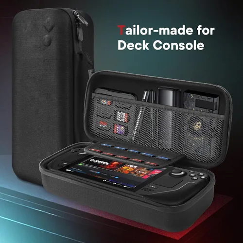 Vista 7 de Carrying Case for Steam Deck Portable Travel Case Hard Shell Carry Bag with 20 Game Slots, Extra Storage for Steam Deck Accessories Cover&Original