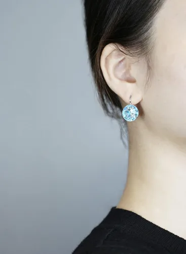 Vista 6 de Hermosos aretes solitarios para mujer - Adornos con cristales austriacos, cierre de palanca, perfectos para cualquier ocasión, regalos ideales