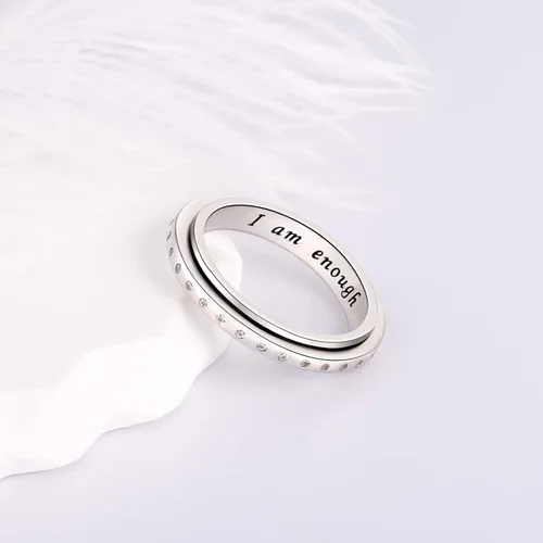 Vista 4 de Teioa Anillos giratorios de plata de ley antiansiedad, anillos para aliviar el aburrimiento, TDAH, autismo, anillos para mujeres y hombres