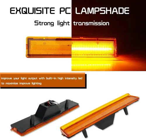 Vista 2 de Para 1980 1981 1982 1983 1984 1985 1986 Ford BRONCO F-150 F-250 F-350 Luces de marcador laterales de parachoques delantero lente ámbar LED