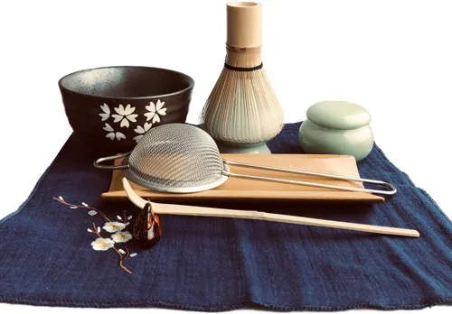 Vista 3 de Artcome Juego de té matcha japonés tradicional (9 piezas)