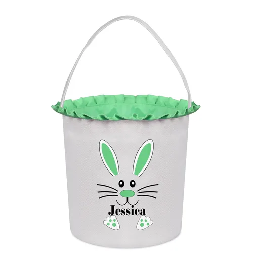 Vista 23 de Cestas de Pascua personalizadas para niños, cesta de caza de huevos de Pascua, bolsas de cesta de Pascua personalizadas, regalos de Pascua para verde