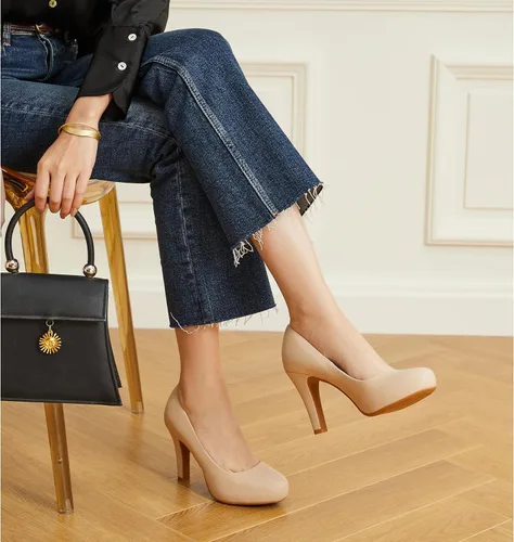 Vista 5 de Trary Tacones negros para mujer, tacones negros, tacones blancos, tacones marrones, tacones de plataforma baja, tacón alto IN3.2, zapatos de vestir