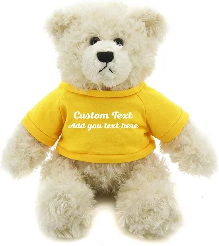 Vista 15 de Plushland Oso de peluche Brandon crema de 12 pulgadas, regalo personalizado para el día de la madre, San Valentín, graduación, cumpleaños