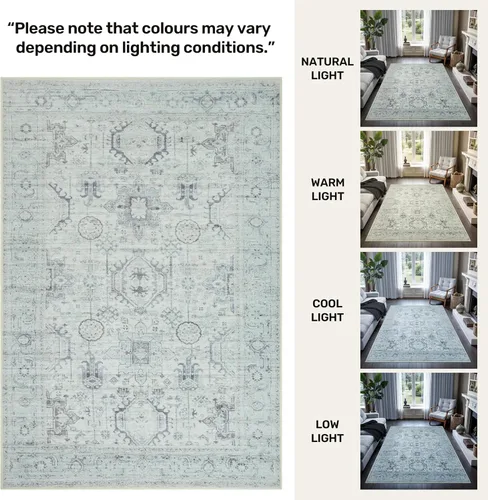 Vista 70 de GLN Rugs Traditional Collection - Alfombra de felpilla lavable a máquina, tradicional lavable, antideslizante, alfombra de felpilla de pelo corto