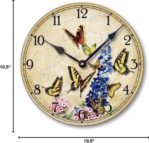 Vista 3 de Artículo C9010 Shabby Victorian Cottage Style 10.5 Inch Butterflies Clock