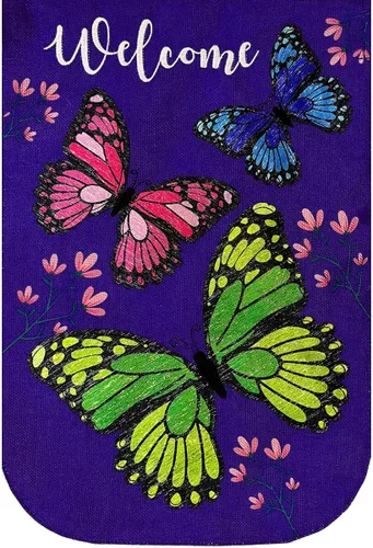 Vista 10 de Briarwood Lane - Bandera de jardín primaveral con mariposas y texto motivacional "Be Grateful" (Sé agradecido)
