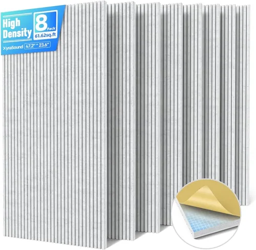 Vista 17 de Paquete de 4 paneles acústicos grandes que absorben el sonido con autoadhesivo, 47.2 x 23.6 x 0.36 pulgadas, paneles de espuma a prueba de sonido