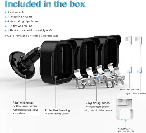 Vista 11 de Blink - Soporte lateral de vinilo para exteriores con funda impermeable, soporte de montaje sin agujeros y cubierta a prueba de clima completo