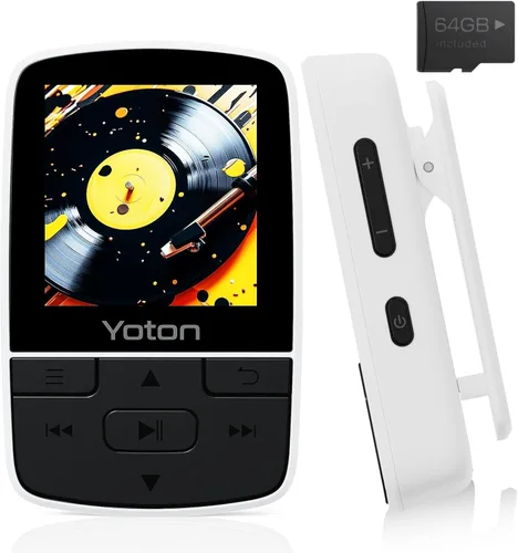 Vista 8 de Yoton Reproductor de MP3 con Bluetooth 5.2, 64GB, música HiFi, con clip deportivo y botón de volumen independiente, radio FM, auriculares incluidos
