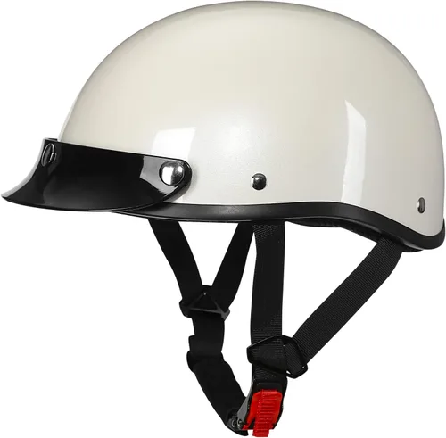 Vista 7 de Casco de media cara para motocicleta con diseño de calavera y crucero, aprobado por DOT Brillo negro