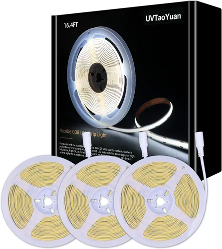 Vista 15 de Luces de tira LED 24V COB LED Blanco cálido 3000K Súper brillante tira LED 16.4 pies 5M sin puntos de alta densidad Corta y flexible para proyectos