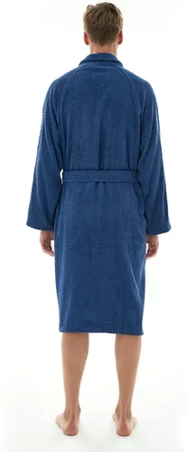 Vista 2 de Ghui - Bata de baño de rizo para hombre, 100% algodón con cuello de chal