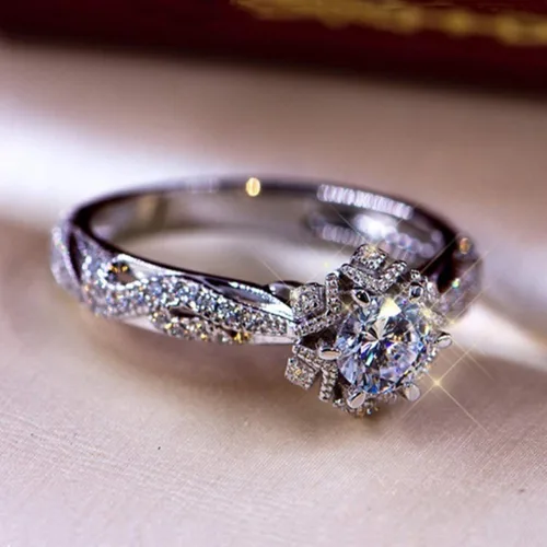 Vista 39 de Iumer - Anillo de zircón de dos piezas con incrustaciones de diamantes de imitación artificiales para mujer, talla 6-10.