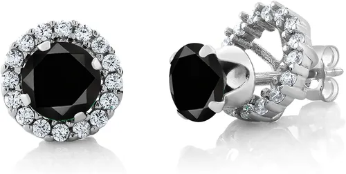 Vista 255 de Gem Stone King Aretes redondos de plata de ley 925 de 0.236 in con piedra natal extraíble para mujer