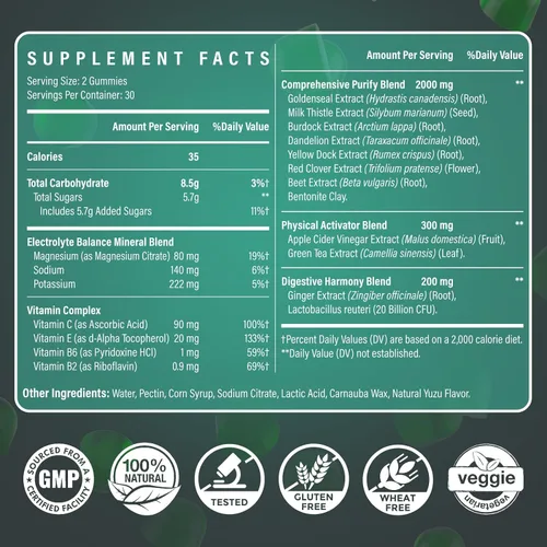 Vista 2 de Gomitas de limpieza Detox - Limpieza de hígado, intestino, riñón, desintoxicación y reparación, limpieza rápida y efectiva de todo el cuerpo, lo