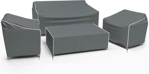 Vista 13 de Gasadar Funda Impermeable para Muebles de Exterior, Fundas de Juego de Muebles de Patio para Sofá Biplaza, Silla y Mesa de Centro, 600D Resistente