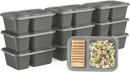 Vista 11 de Bentgo Prep - Contenedores de bocadillos de 2 compartimentos con tapas - Reutilizables, aptos para microondas, duraderos, sin PFAS y BPA, aptos