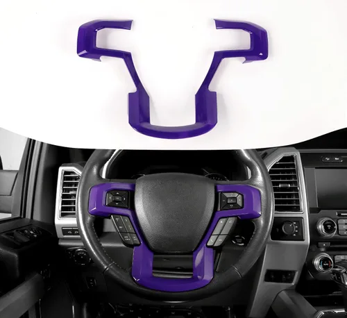 Vista 16 de Voodonala Cubierta de marco decorativo para volante negro con textura de grano para Ford F150 F250 F350 Super Duty 2015 2016 2017 2018 2019 2020