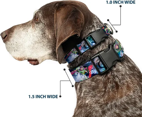 Vista 2 de Buckle-Down Buzz Lightyear Action - Collar de clip de plástico apilado, 1 pulgada de ancho, se adapta a cuello de 9 a 15 pulgadas, pequeño