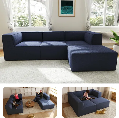 Vista 18 de Sofá Seccional Modular de 38", Juego de Asientos de Sofá Convertible en Cubo Comprimido, Combina Forma de L y Forma de U, Ensamblaje Fácil, Ahorro