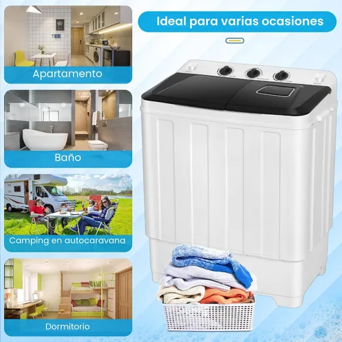 Vista 4 de NICTEMAW - Lavadora portátil de 30 libras, lavadora y secadora compacta de doble tina con bomba de drenaje, control de tiempo, semiautomática