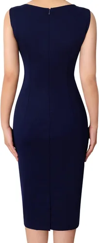 Vista 5 de VFSHOW - Vestido tipo tubo con cremallera frontal para mujer, para el trabajo, oficina, negocios, fiesta o cóctel