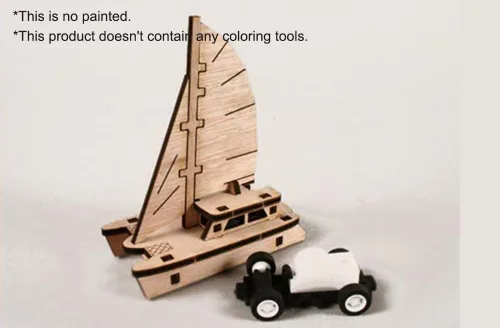 Vista 3 de Kit de modelo de madera de escritorio Run! Velero Catamarán / YG861-24