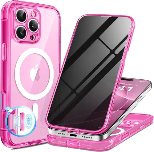 Vista 69 de BERFY Funda para iPhone 17 Pro Max, compatible con MagSafe, protector de pantalla de vidrio integrado, protección de cámara, funda de cuerpo
