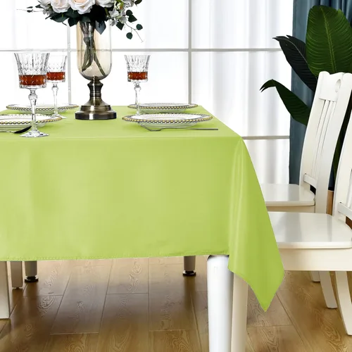 Vista 2 de Mantel Cuadrado Verde Manzana Impermeable Resistente a las Manchas Sin Arrugas Mantel de Mesa de Poliéster 210GSM Limpiable Cubierta de Mesa