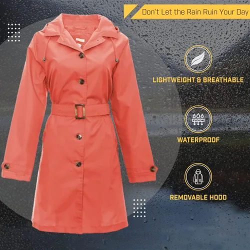 Vista 5 de Capelli New York Chubasquero de lluvia para mujer con capucha extraíble