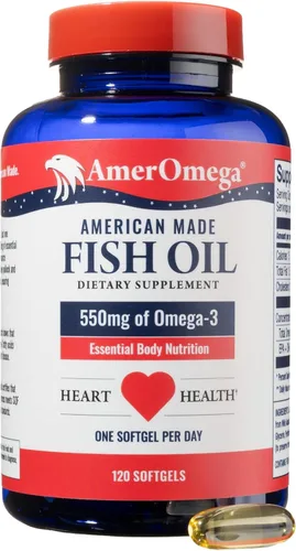 Vista 7 de AmerOmega Triglicérido 550 mg Omega-3 Aceite de pescado para apoyo a la salud cardíaca – Abadejo de lucillo de Alaska capturado en la naturaleza