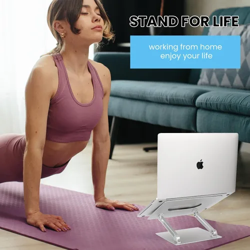 Vista 2 de Soporte ergonómico de aluminio para computadora portátil, altura ajustable, elevador plegable para laptop de 10 a 17 pulgadas (negro)