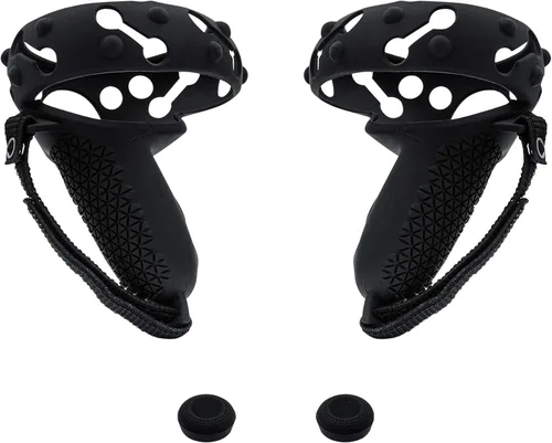 Vista 9 de Mcbazel 1 par de fundas de agarre para controlador Oculus Quest 2, funda protectora de silicona antideslizante y anticaídas con correa de mano