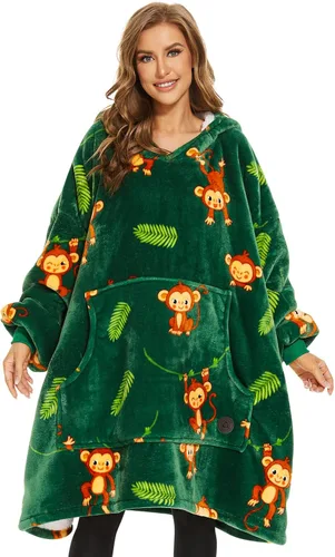 Vista 42 de THREE POODLE - Manta con capucha portátil para mujeres, sudadera con capucha de sherpa de gran tamaño para adultos hombres, mantas con capucha