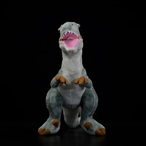 Vista 8 de lilizzhoumax Velociraptor - Peluches realistas de velociraptor gris, animales de peluche suaves, juguetes realistas de 17 pulgadas, relleno
