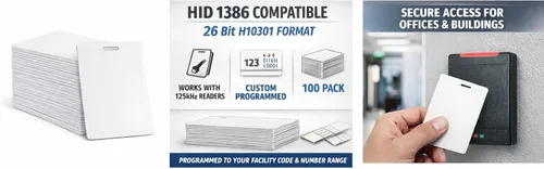 Vista 2 de BudgetBadge - Tarjeta de proximidad de PVC programada personalizada para control de acceso. Sustituye a las tarjetas HID 1386 ISOProx II. Formato