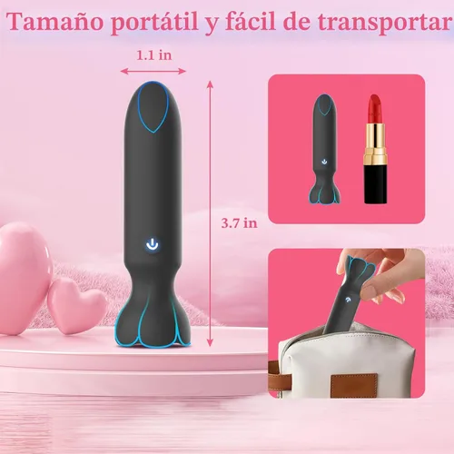 Vista 6 de Mini vibrador bala juguetes sexuales para adultos - Juguetes sexuales femeninos controlados por aplicación con 9 modos de vibración, lápiz labial