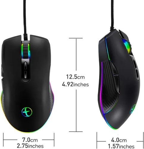 Vista 3 de IULONEE Ratón tipo C, ratones USB C con cable, mouse ergonómico de 4 RGB retroiluminación 3200 DPI compatible
