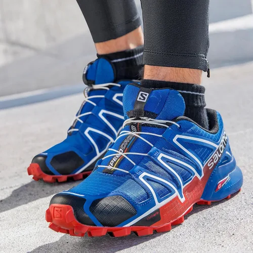 Vista 2 de Salomon Zapatillas de trail running Speedcross 4 para hombre Azul Yonder Negro Lava Naranja