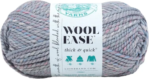 Vista 132 de Lion Brand Yarn - Ovillo de lana Wool-Ease Thick & Quick color fuerza aérea Super Bulky Wool Acrylic Blend Fiber for Soft Hats, Sweaters, Chunky