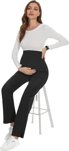 Vista 5 de POSHGLAM Pantalones médicos de maternidad para mujer, pantalones de trabajo, estilo casual, pantalones de embarazo, S-XXL